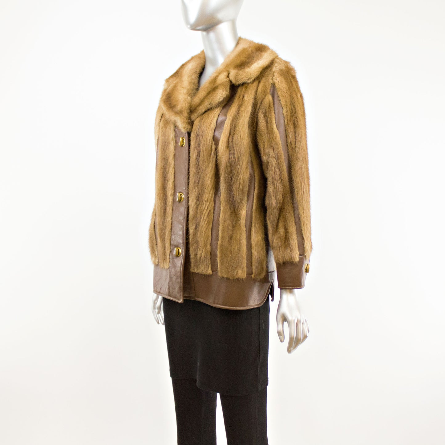 Autumn Haze Mink Jacket with Leather Insert- Size S