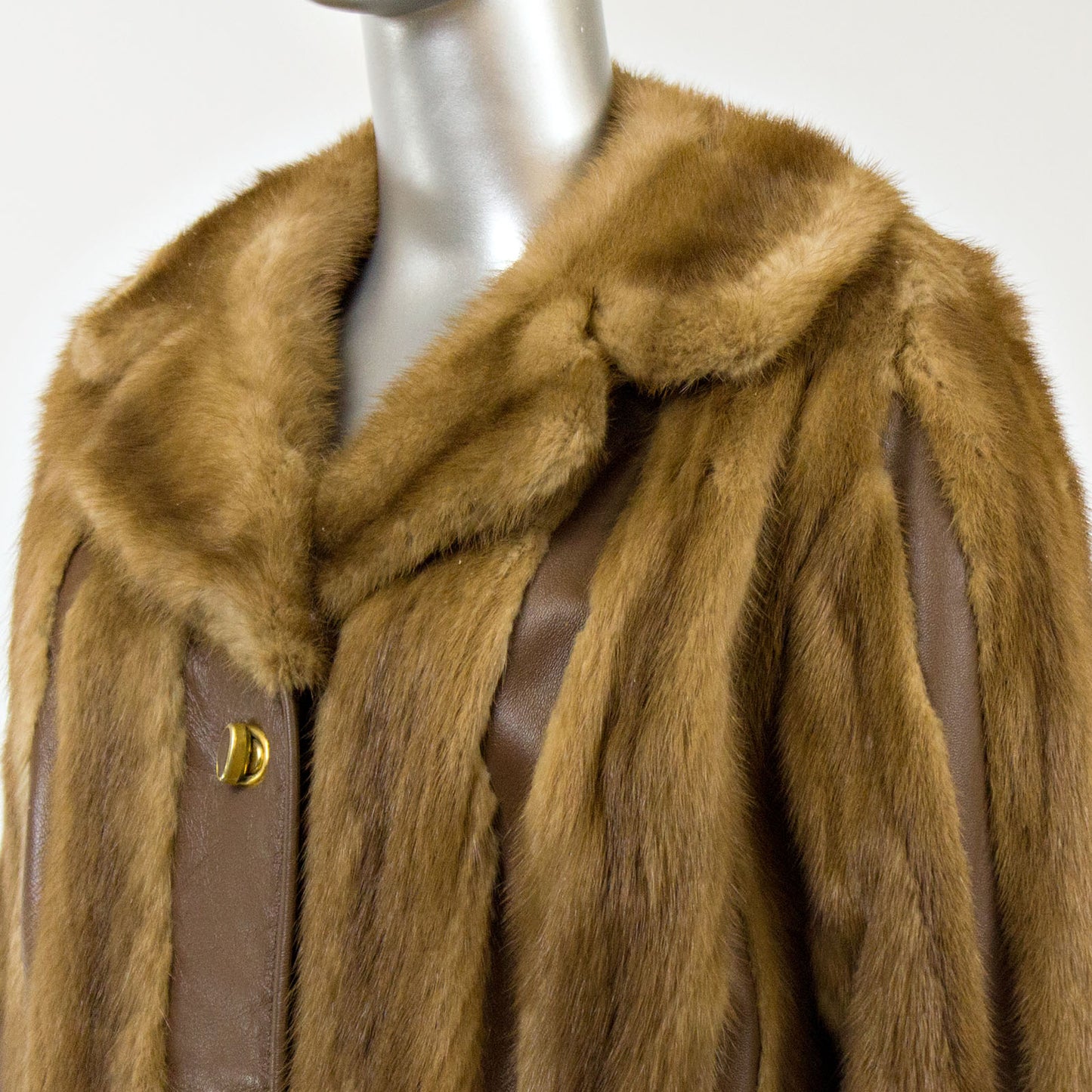 Autumn Haze Mink Jacket with Leather Insert- Size S