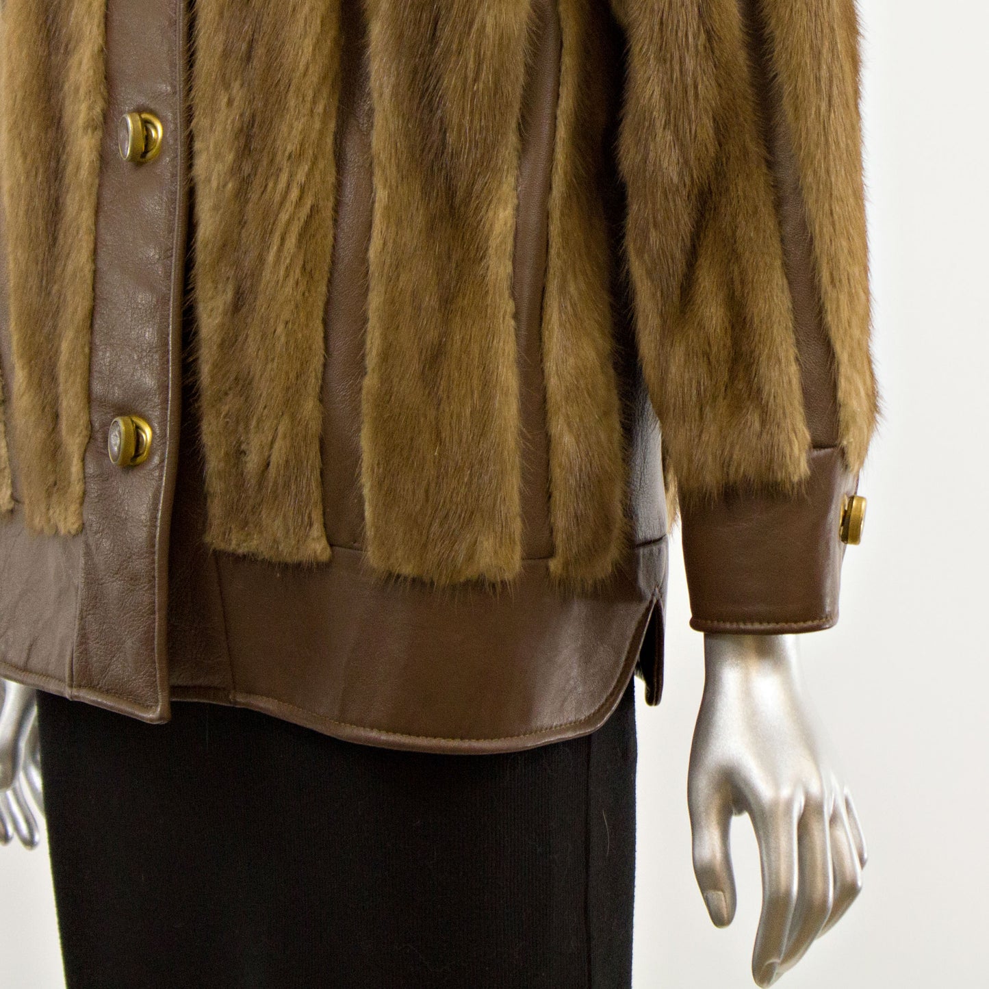 Autumn Haze Mink Jacket with Leather Insert- Size S