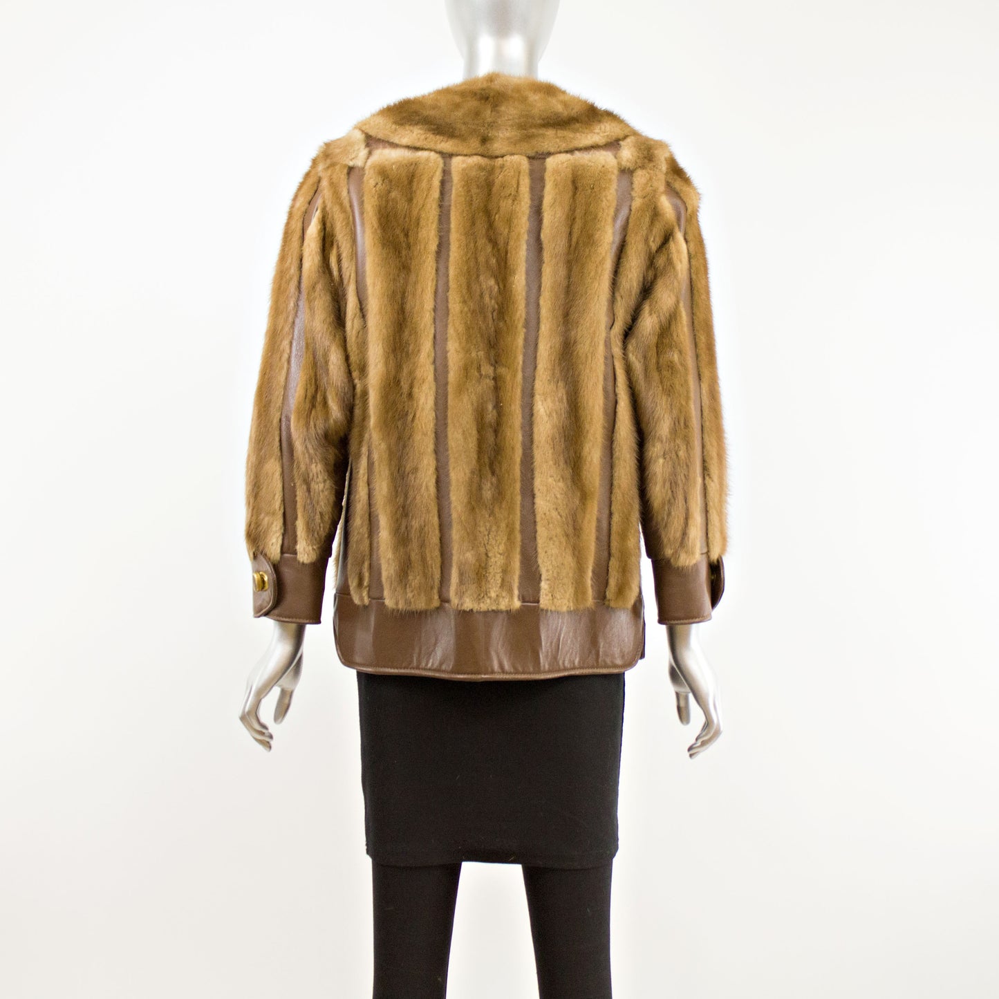 Autumn Haze Mink Jacket with Leather Insert- Size S