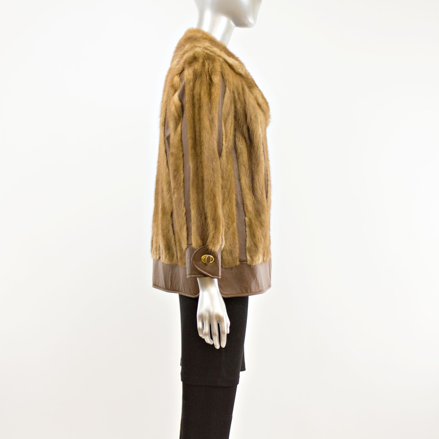 Autumn Haze Mink Jacket with Leather Insert- Size S