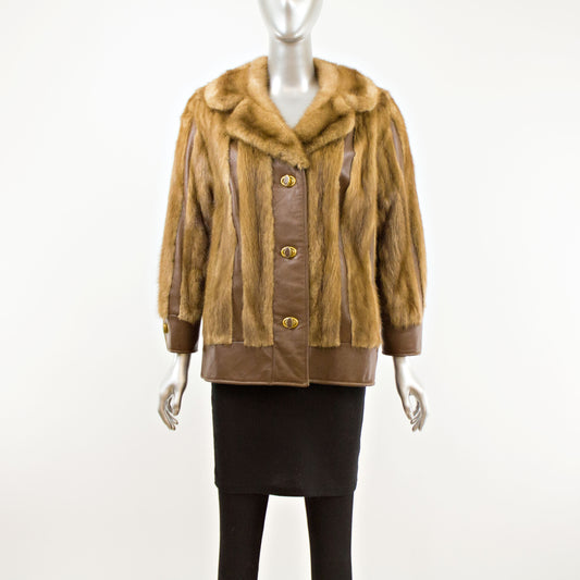 Autumn Haze Mink Jacket with Leather Insert- Size S