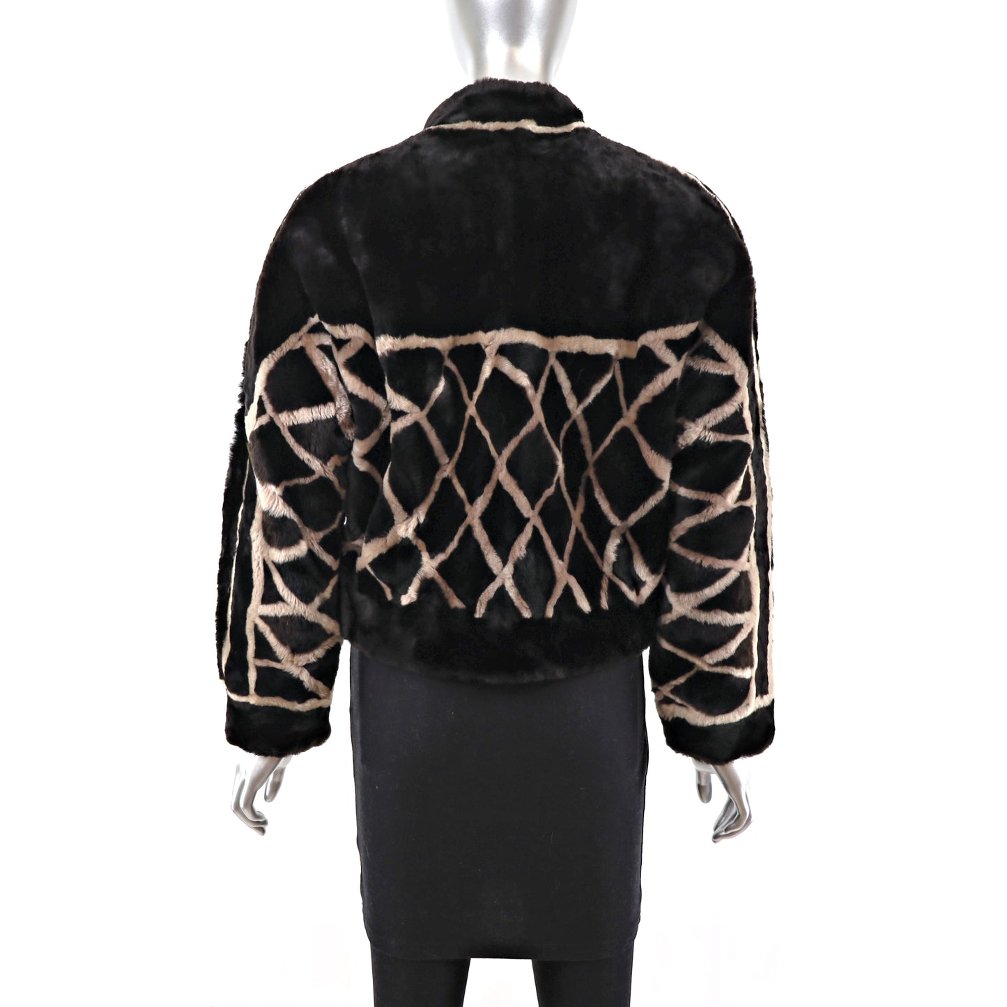 Mouton Jacket with Design- Size M