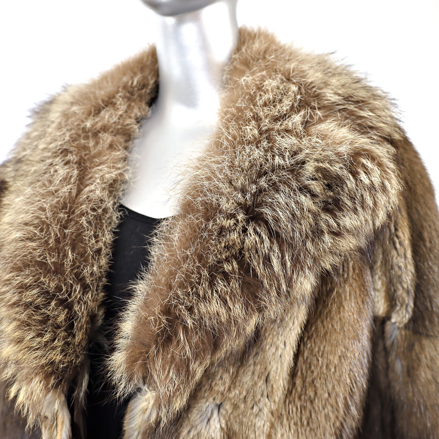 Muskrat Coat with Raccoon Collar- Size M