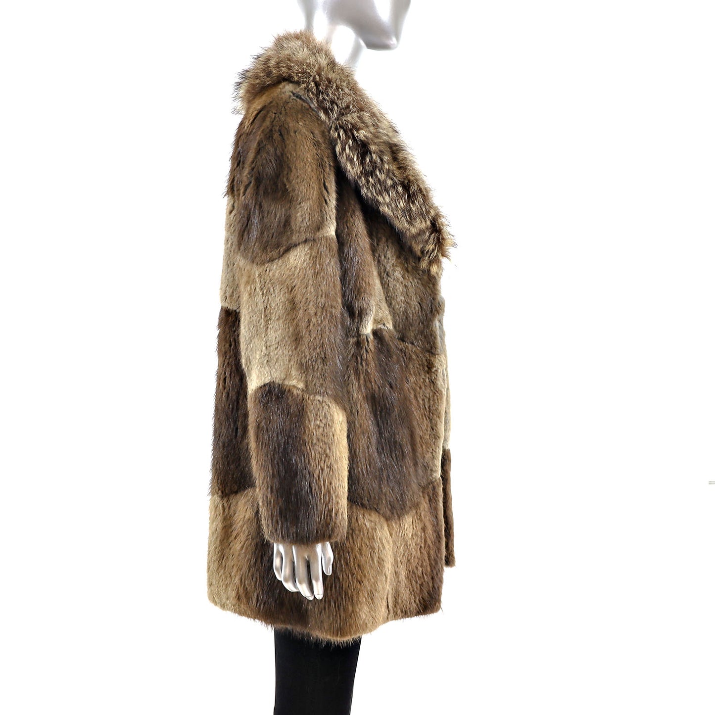 Muskrat Coat with Raccoon Collar- Size M