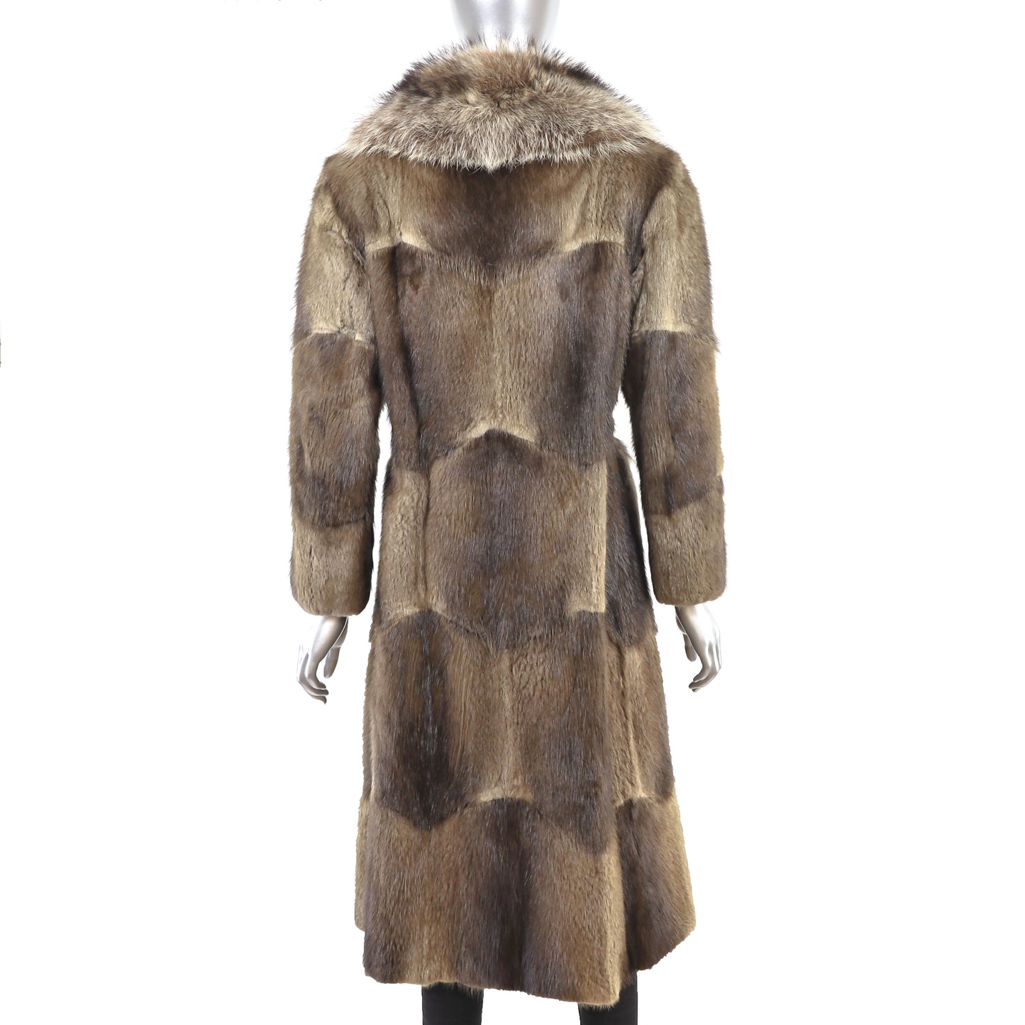 Muskrat Coat with Raccoon Collar- Size S