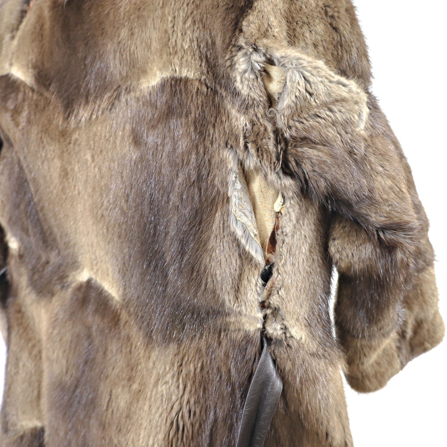 Muskrat Coat with Raccoon Collar- Size S