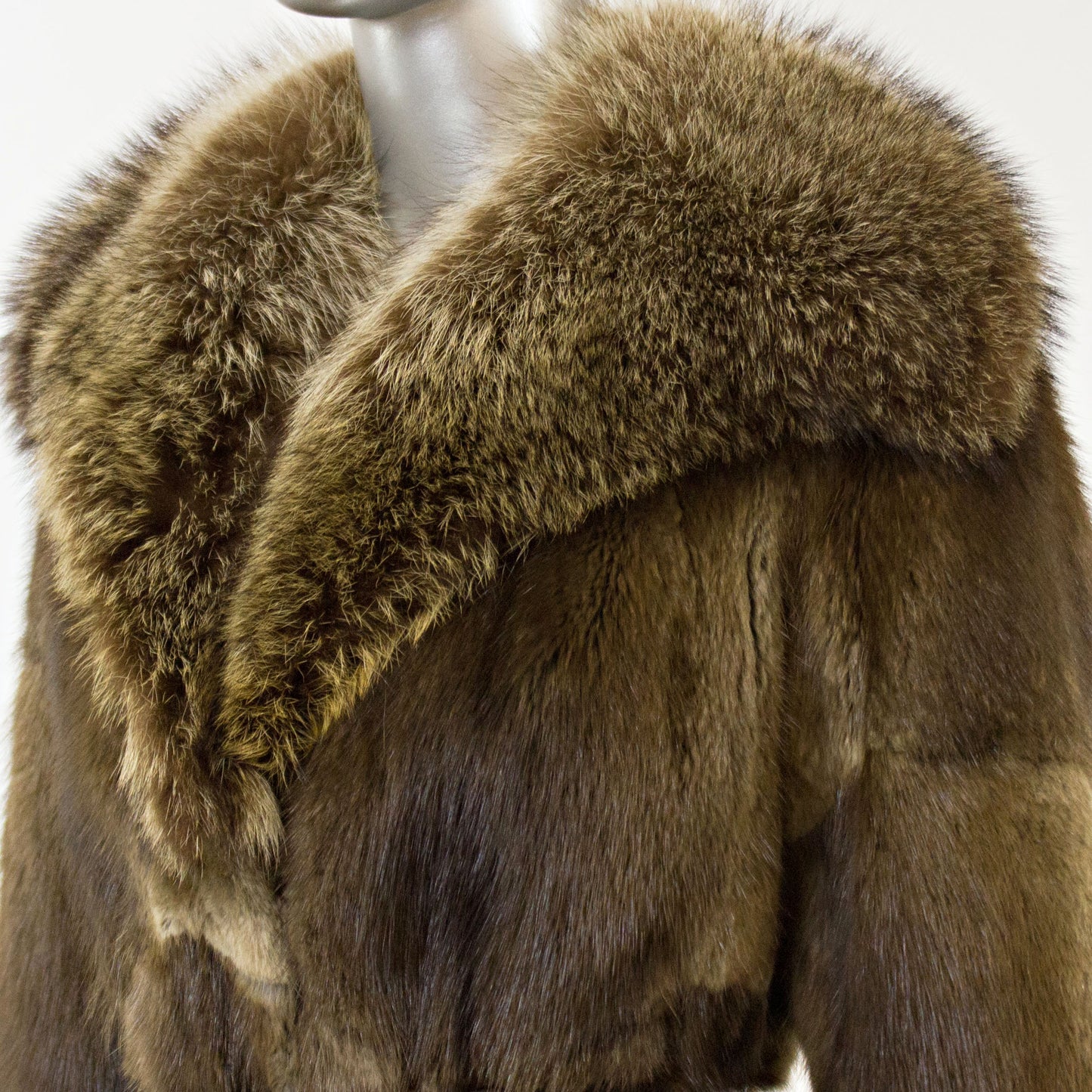 Muskrat Coat with Raccoon Collar- Size M