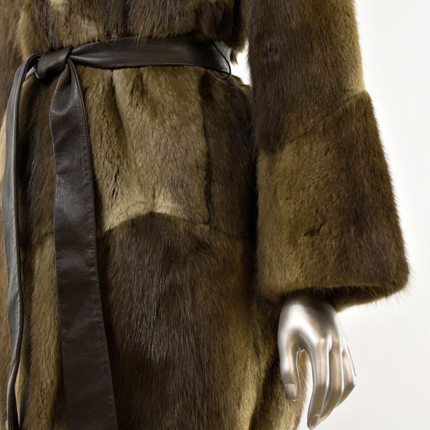 Muskrat Coat with Raccoon Collar- Size M