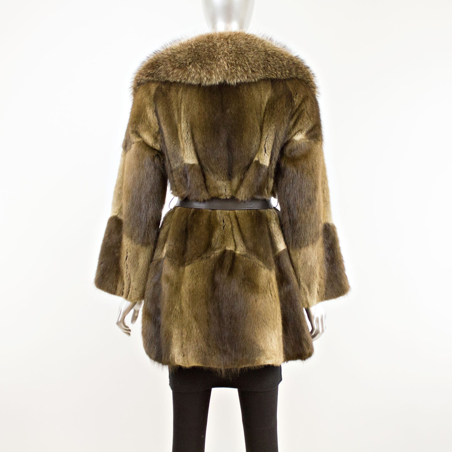 Muskrat Coat with Raccoon Collar- Size M