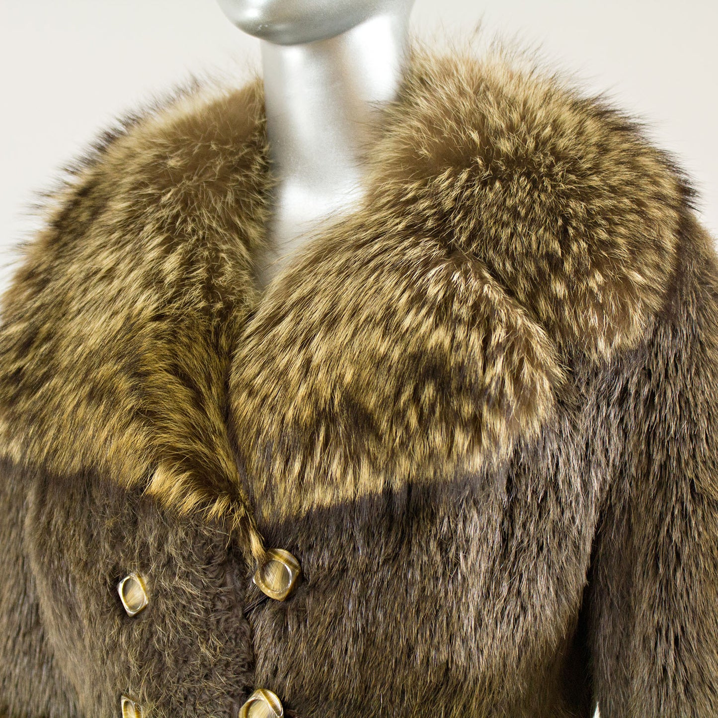 Nutria Coat with Raccoon - Size S (Vintage Furs)