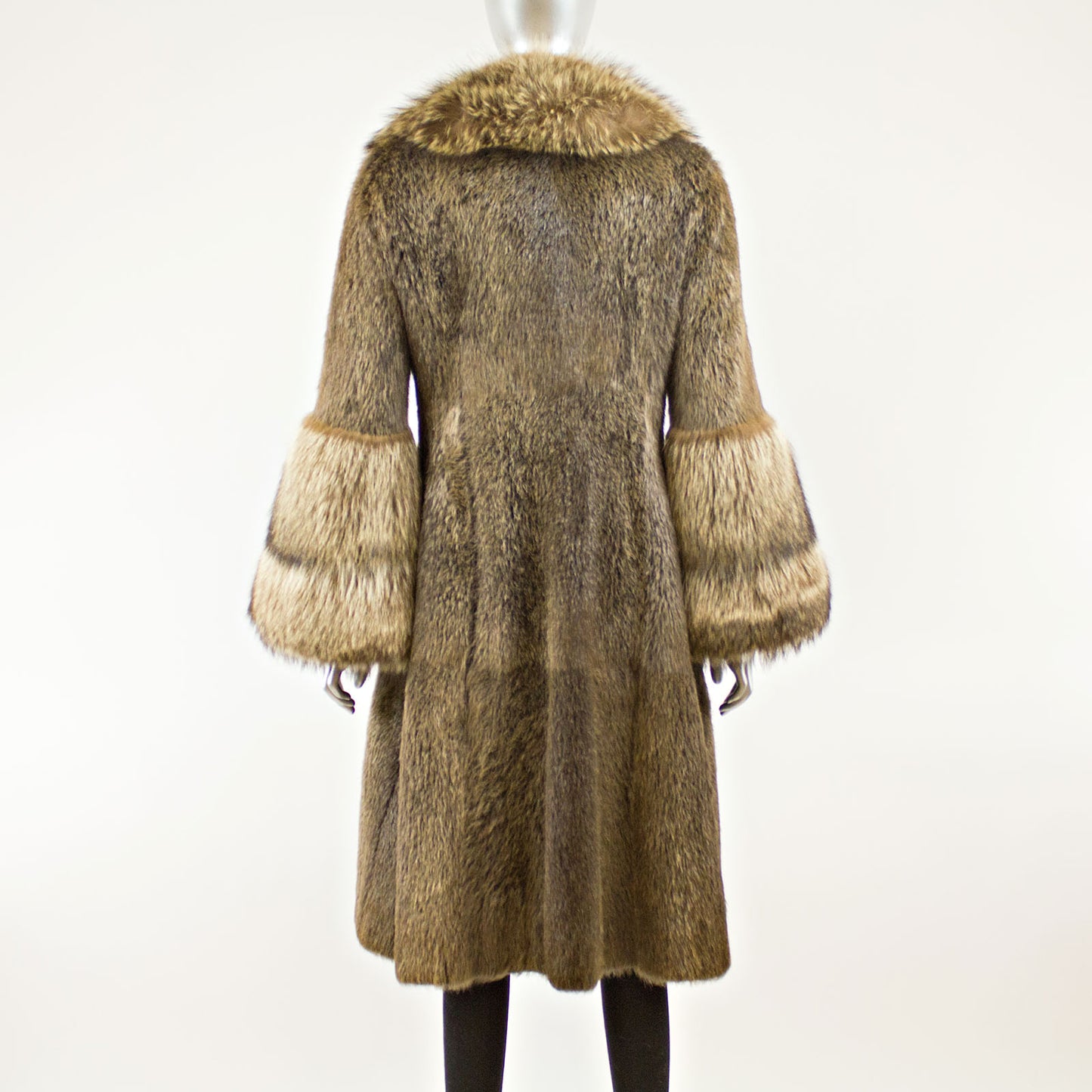 Nutria Coat with Raccoon - Size S (Vintage Furs)