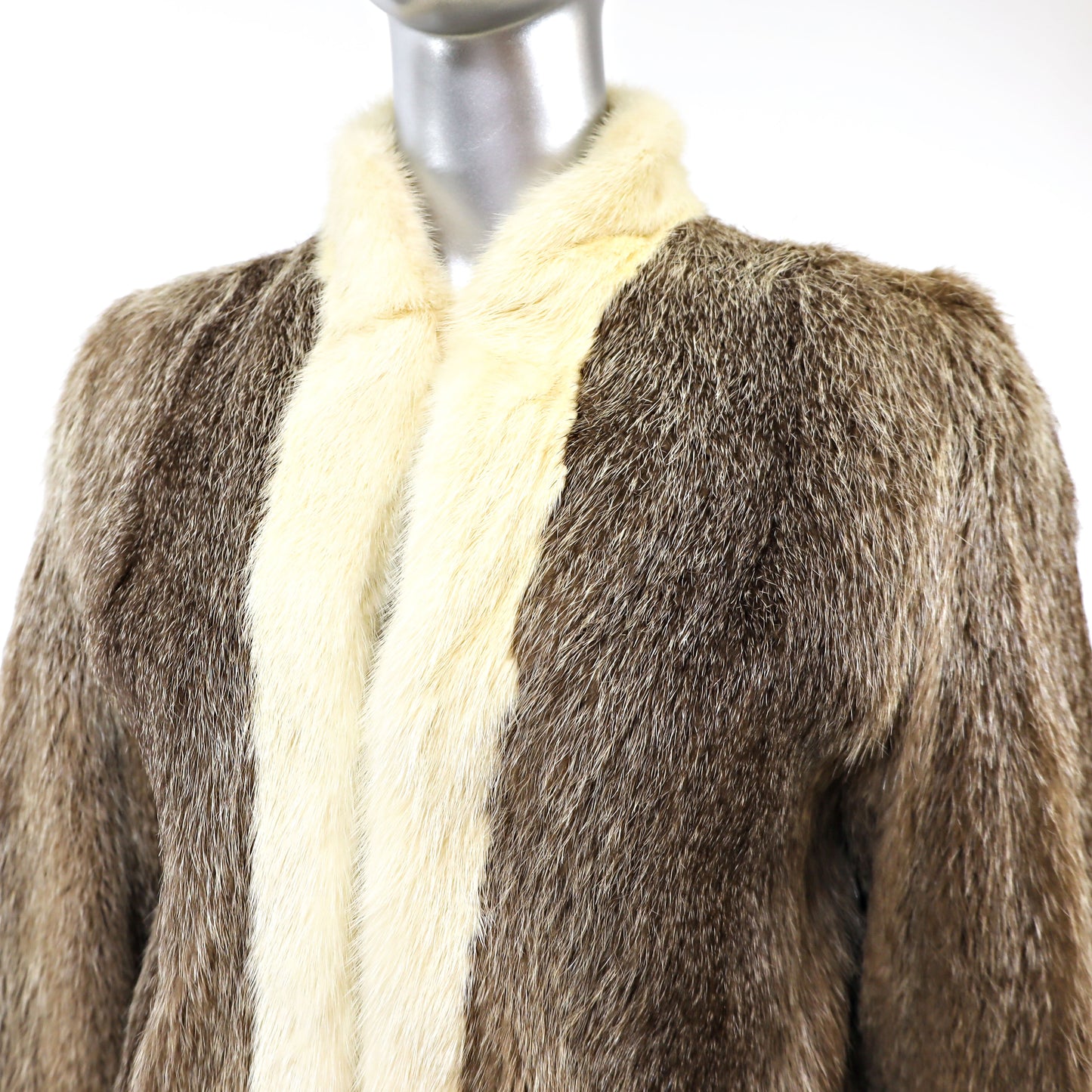 Nutria Jacket with Mink Tuxedo- Size S