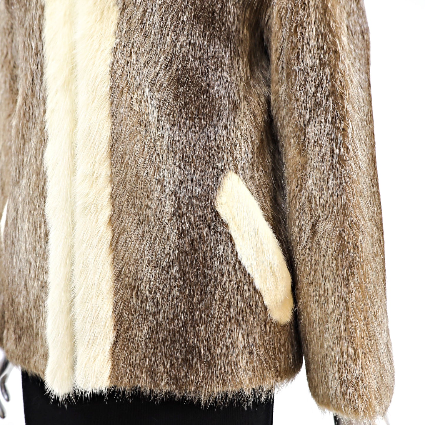 Nutria Jacket with Mink Tuxedo- Size S