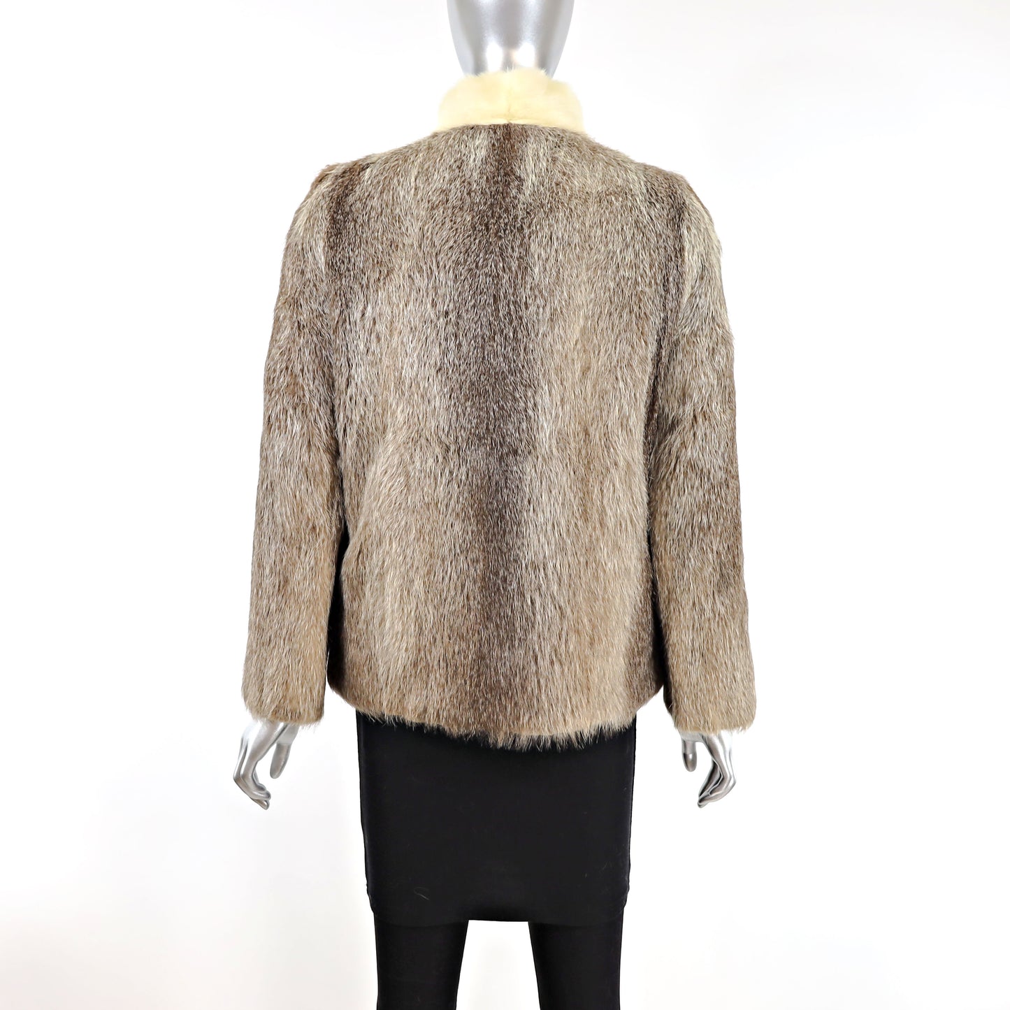 Nutria Jacket with Mink Tuxedo- Size S