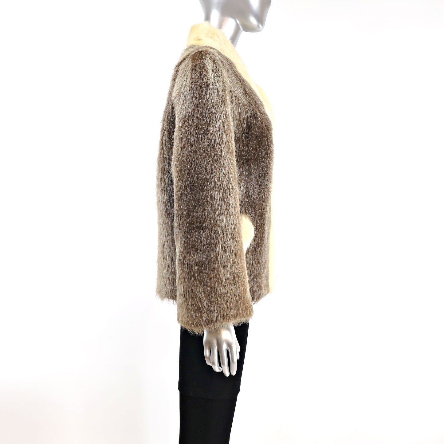 Nutria Jacket with Mink Tuxedo- Size S