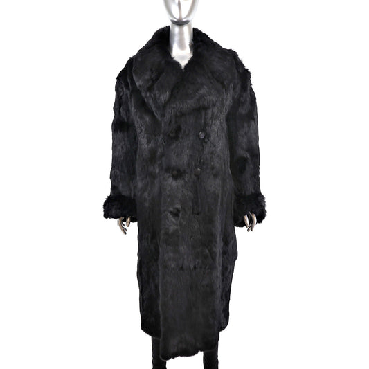 Full Length Black Rabbit Coat- Size L