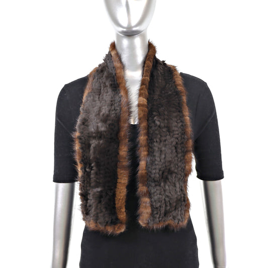 Rabbit Scarf with Mink Trim- Size Free