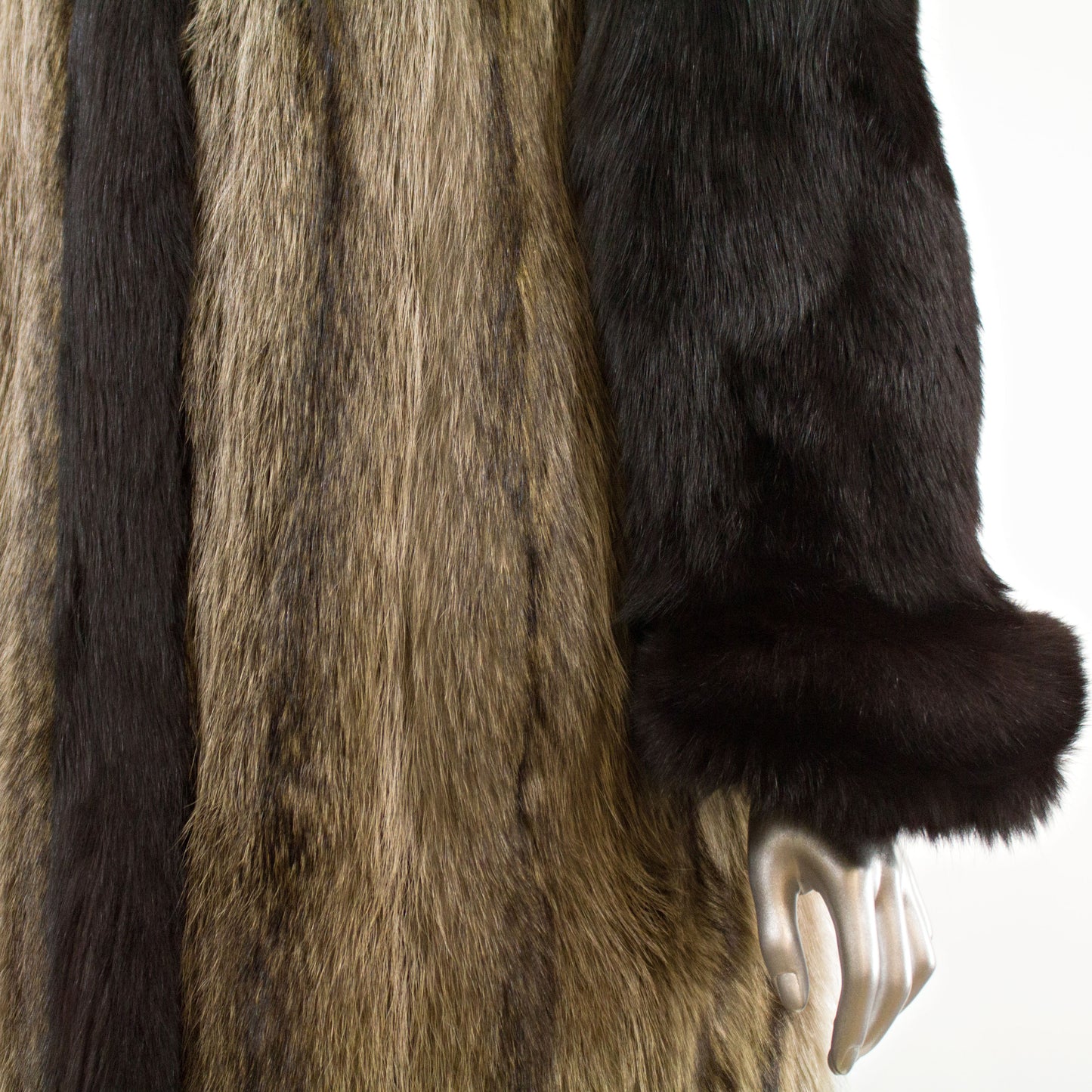 Raccoon and Black Fox Tuxedo Coat- Size M-L (Vintage Furs)