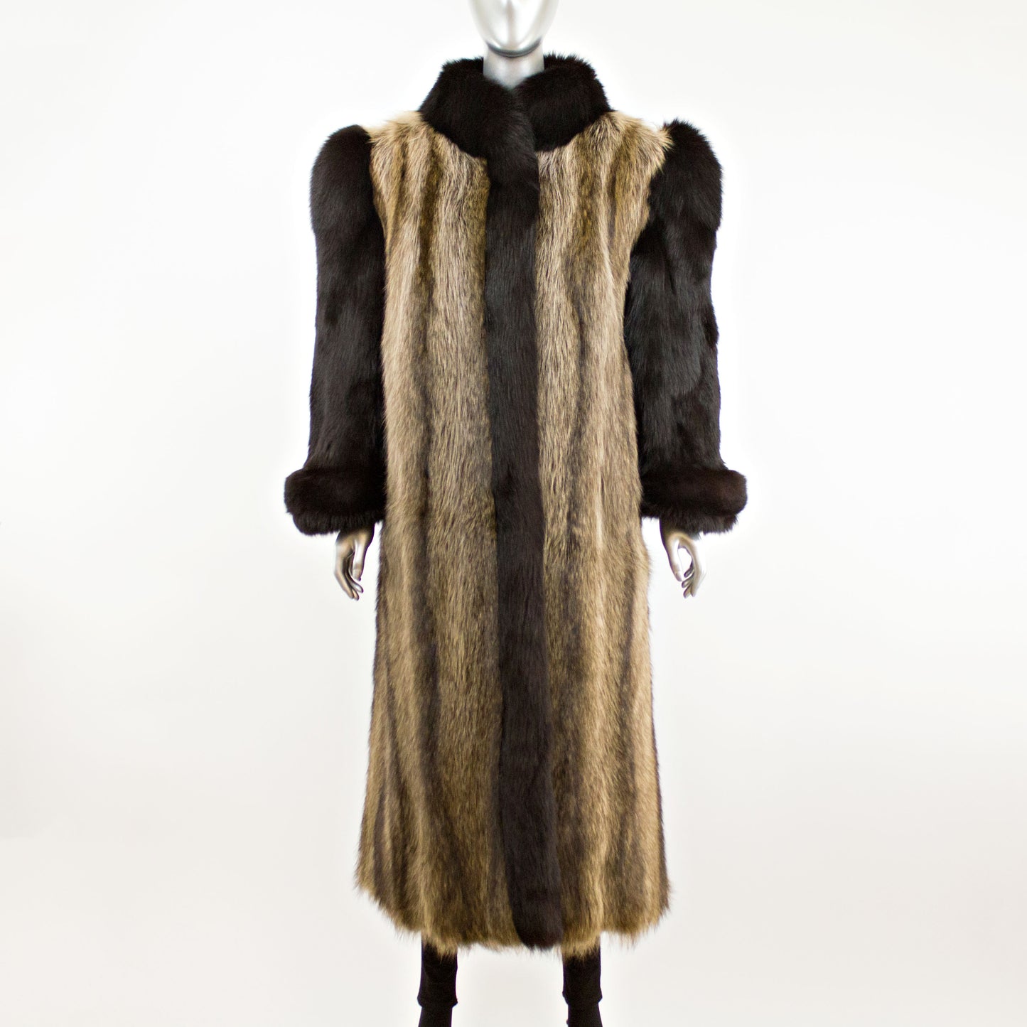 Raccoon and Black Fox Tuxedo Coat- Size M-L (Vintage Furs)