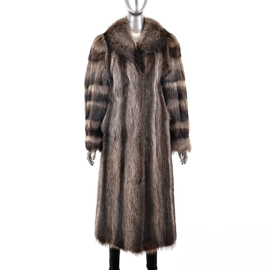 Full Length Raccoon Coat- Size L