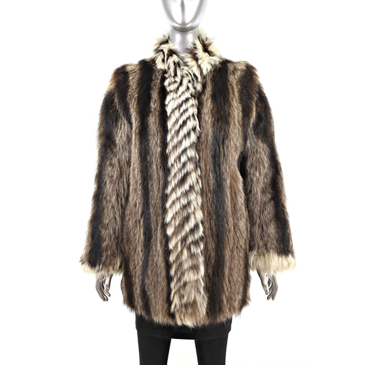 Raccoon Jacket with Fox Trim- Size M