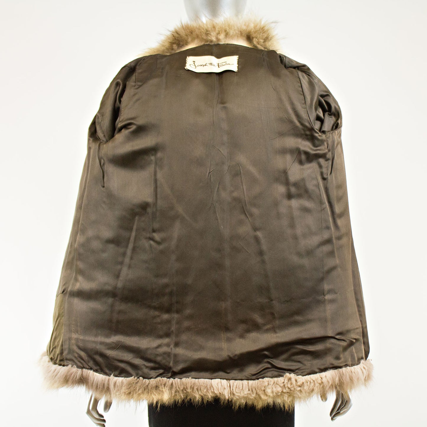 Raccoon Jacket with brown suede sleeves - Size XS