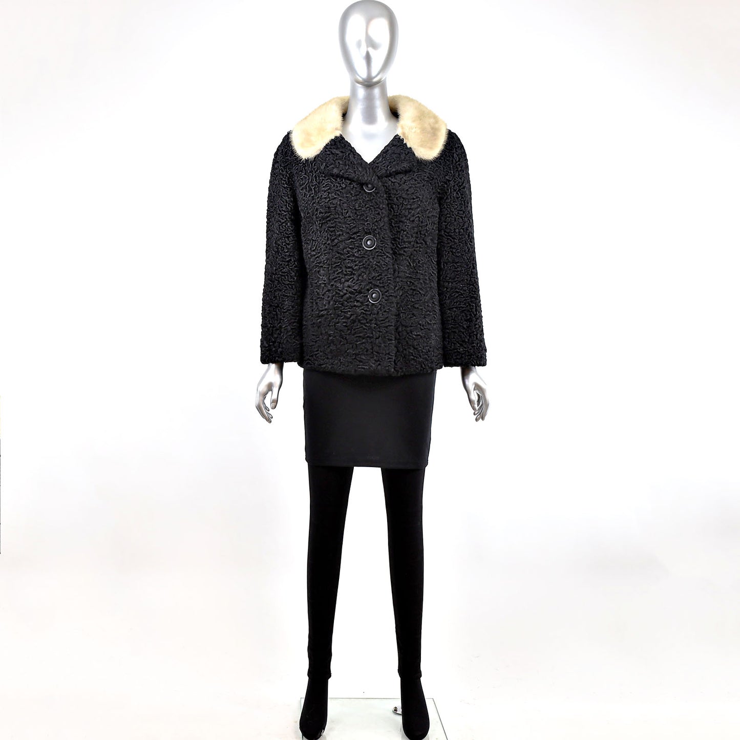 Persian Lamb Jacket with Mink Collar- Size M (Vintage Furs)