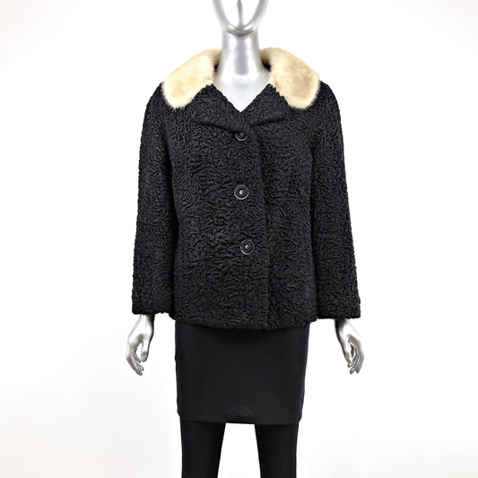 Persian Lamb Jacket with Mink Collar- Size M