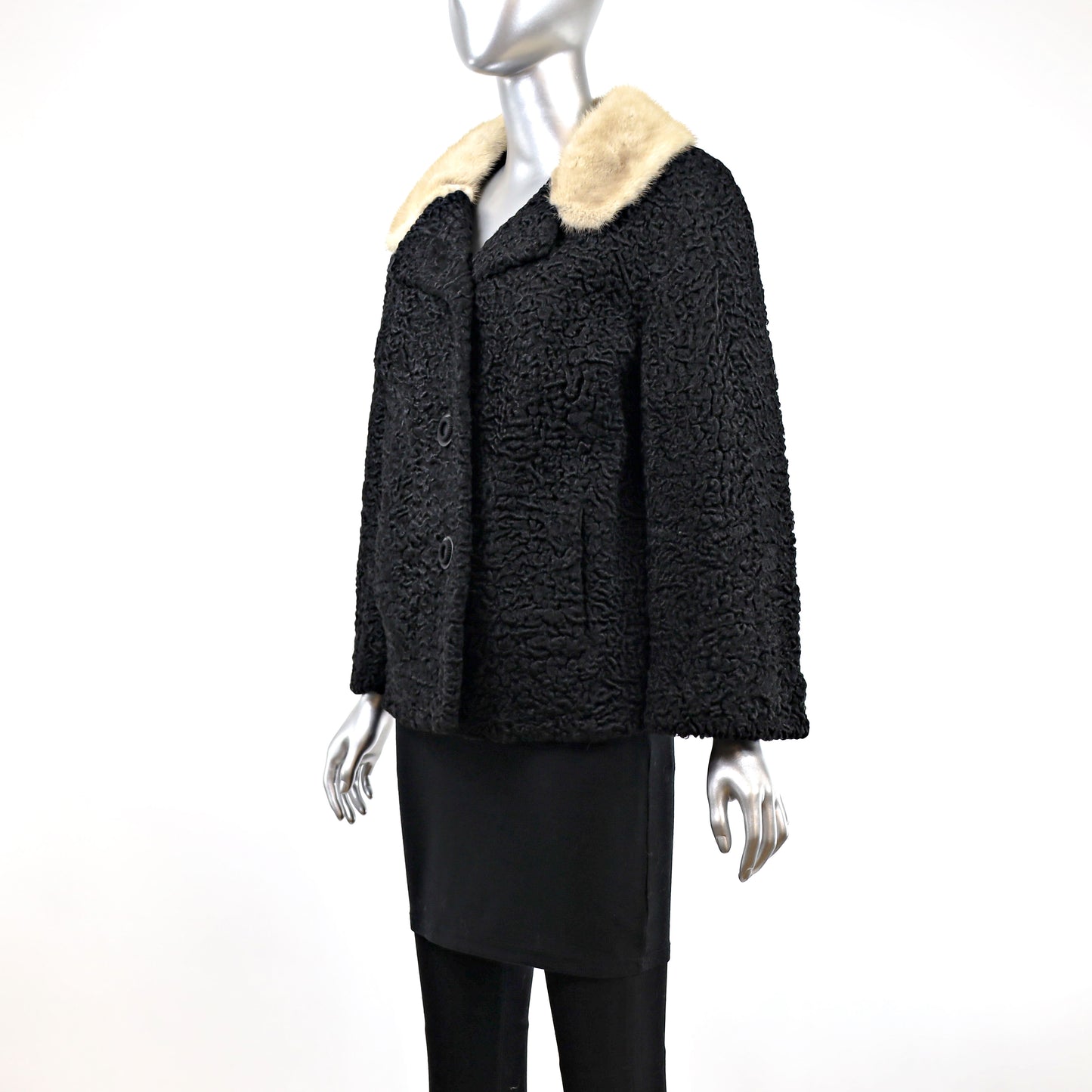 Persian Lamb Jacket with Mink Collar- Size M (Vintage Furs)