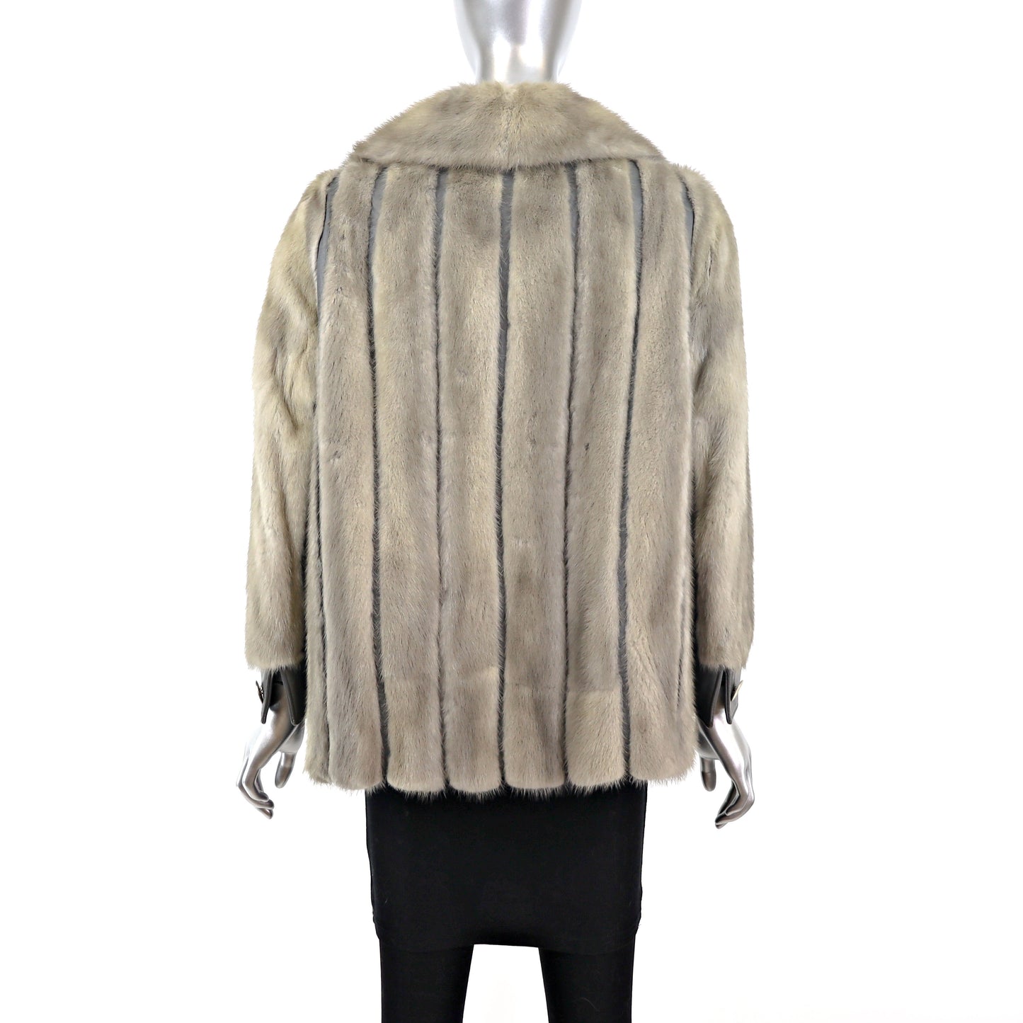 Gray Mink Jacket with Leather Insert- Size M