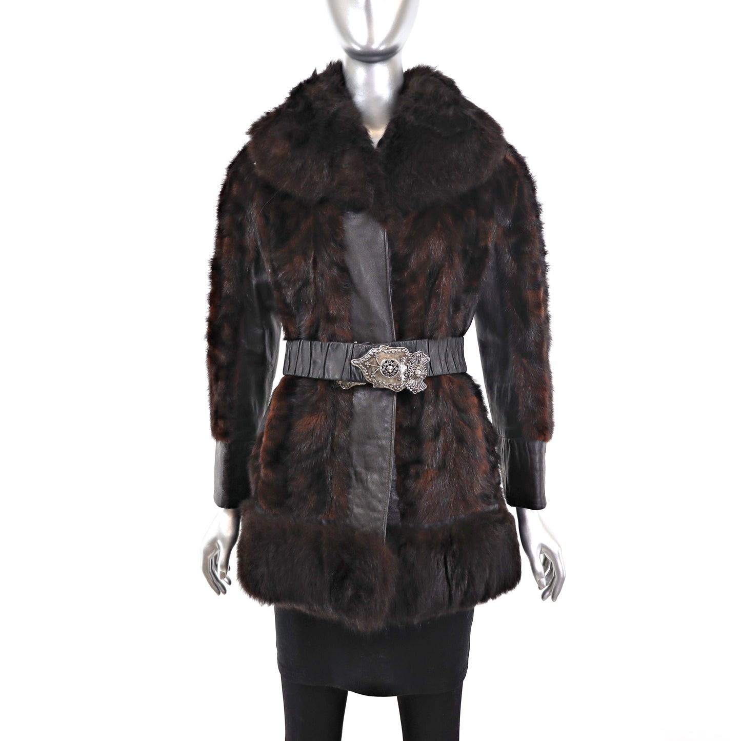 Section Mink Jacket with Leather Insert- Size XXS