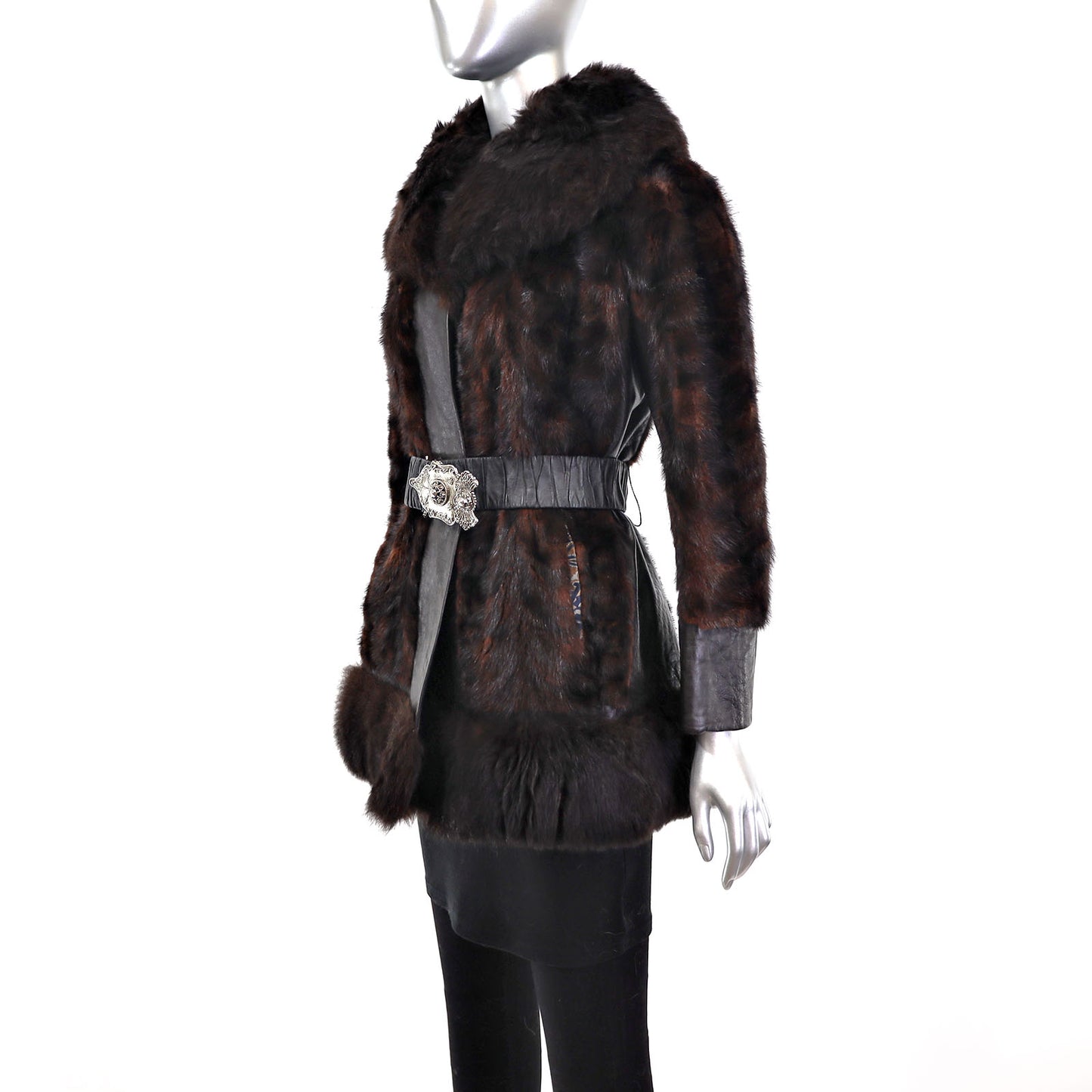 Section Mink Jacket with Leather Insert- Size XXS