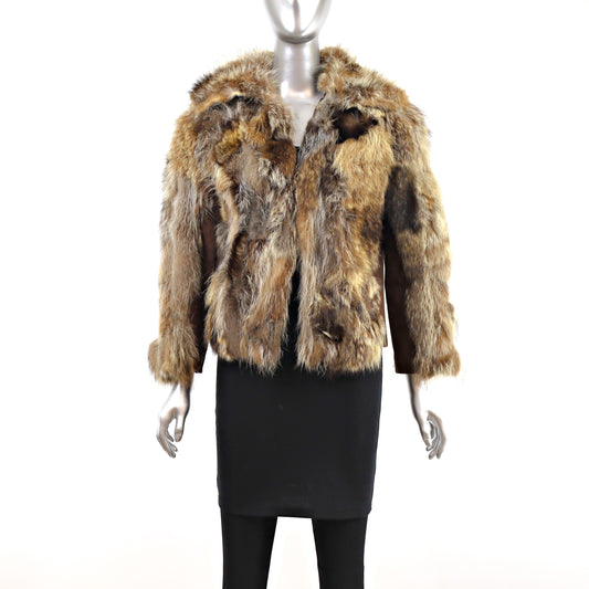 Section Raccoon Jacket with Suede Trim- Size S (Vintage Furs)