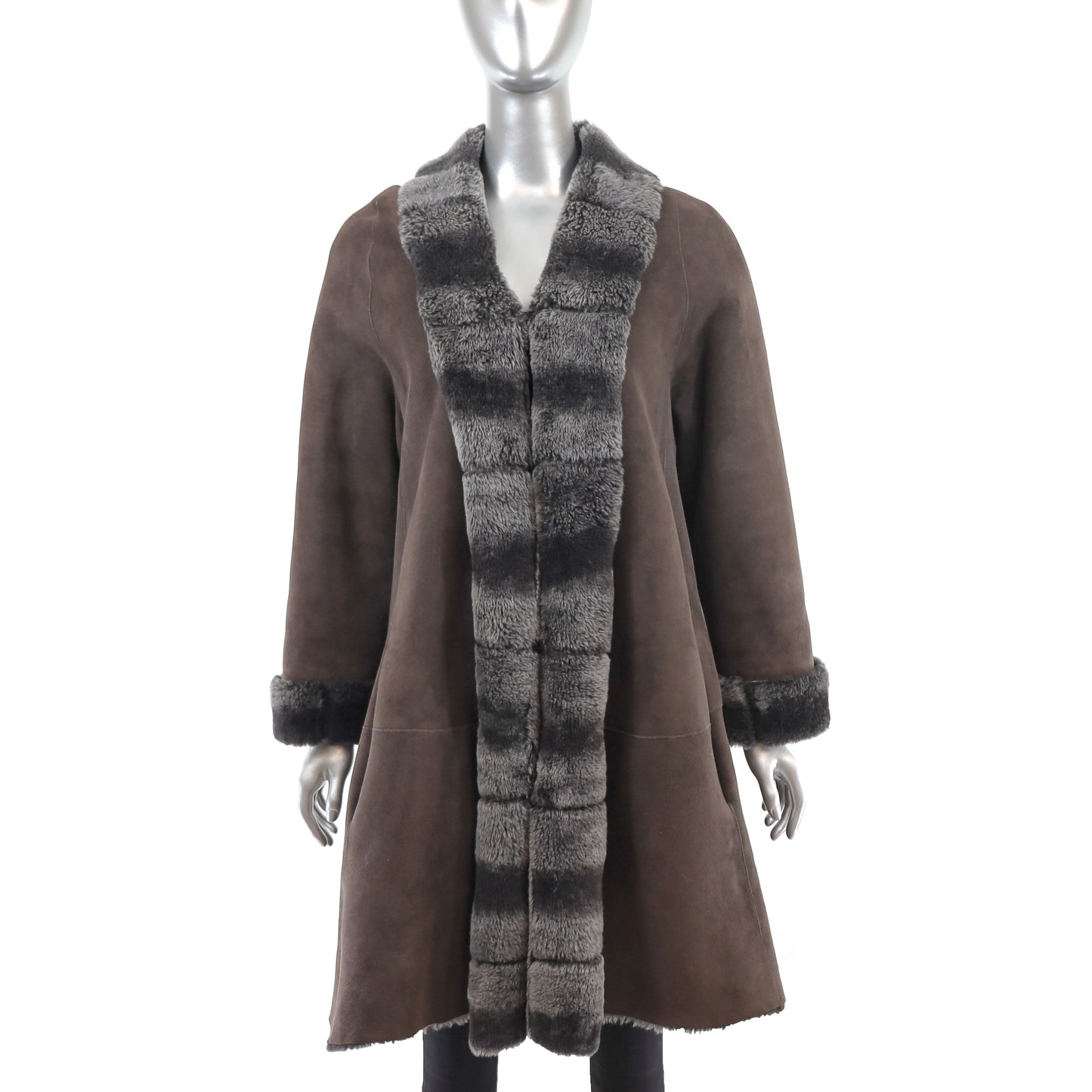 Shearling Coat with Matching Mittens- Size L