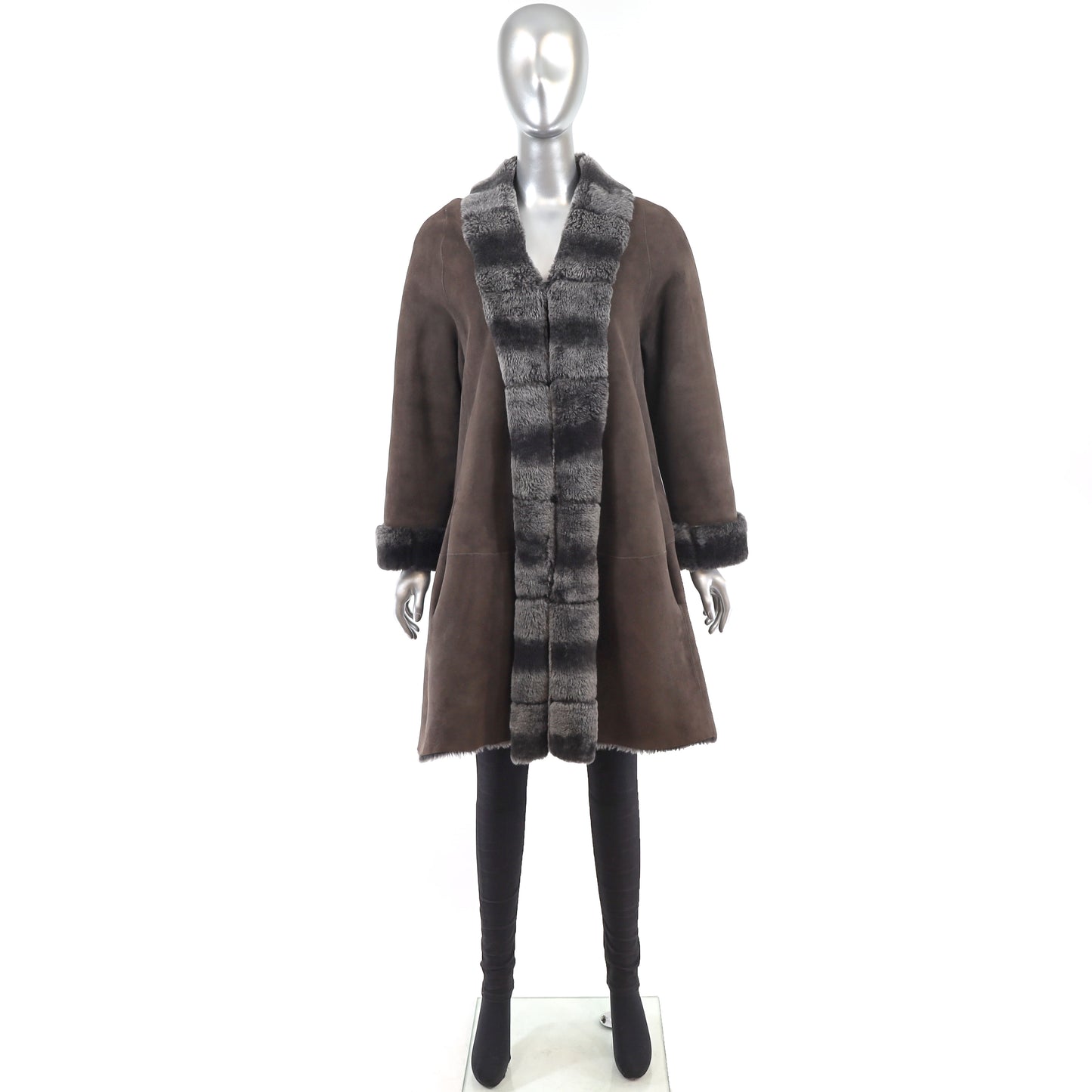 Shearling Coat with Matching Mittens- Size L