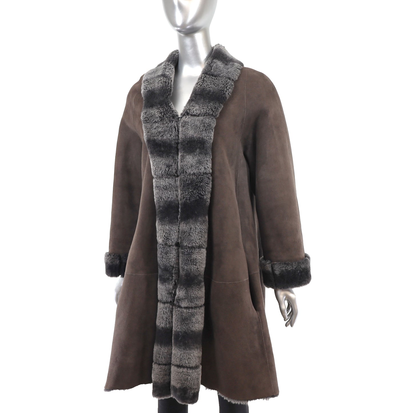 Shearling Coat with Matching Mittens- Size L