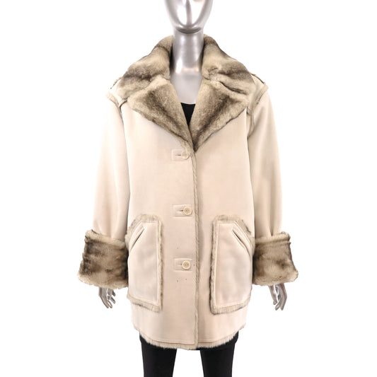 Dennis Basso Shearling Jacket Reversible to Faux Fur- Size L