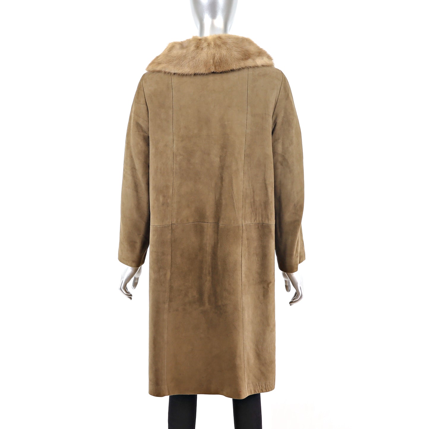 Suede Coat with Mink Collar- Size M