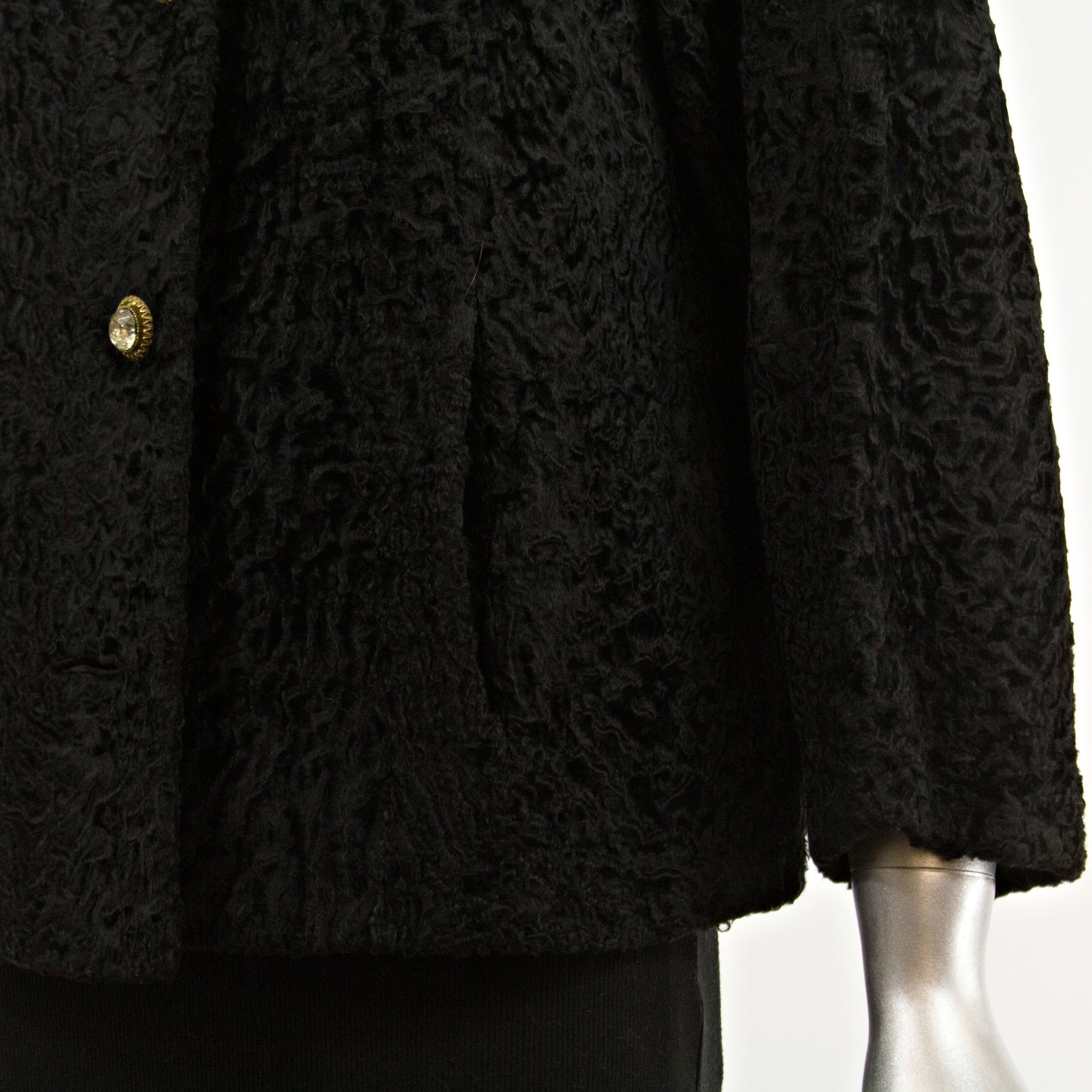 Swakara Lamb Jacket with Ranch Mink Collar- Size L