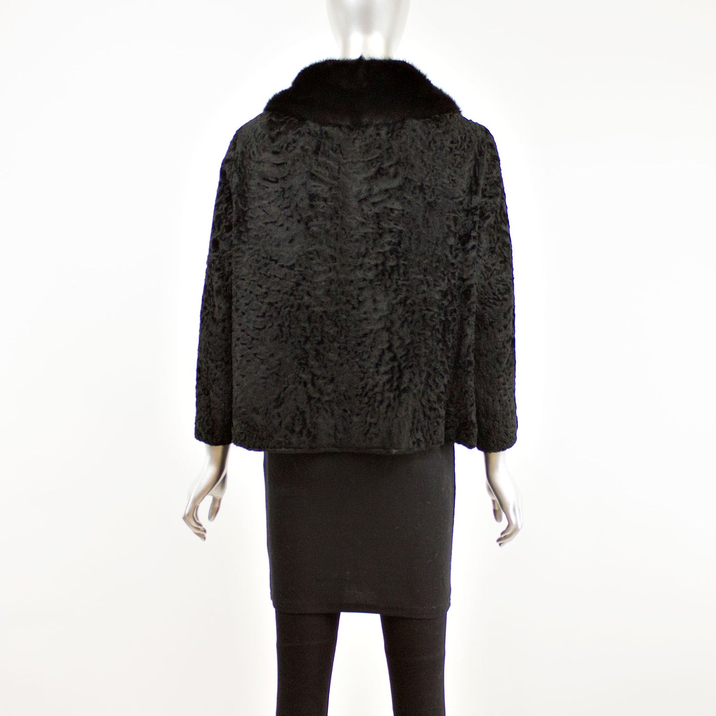 Swakara Lamb Jacket with Ranch Mink Collar- Size L