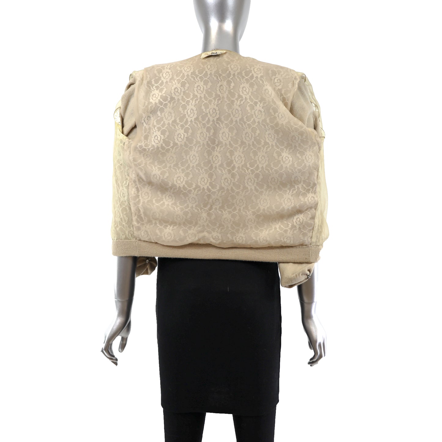 Cashmere Sweater with Mink Collar- Size XS