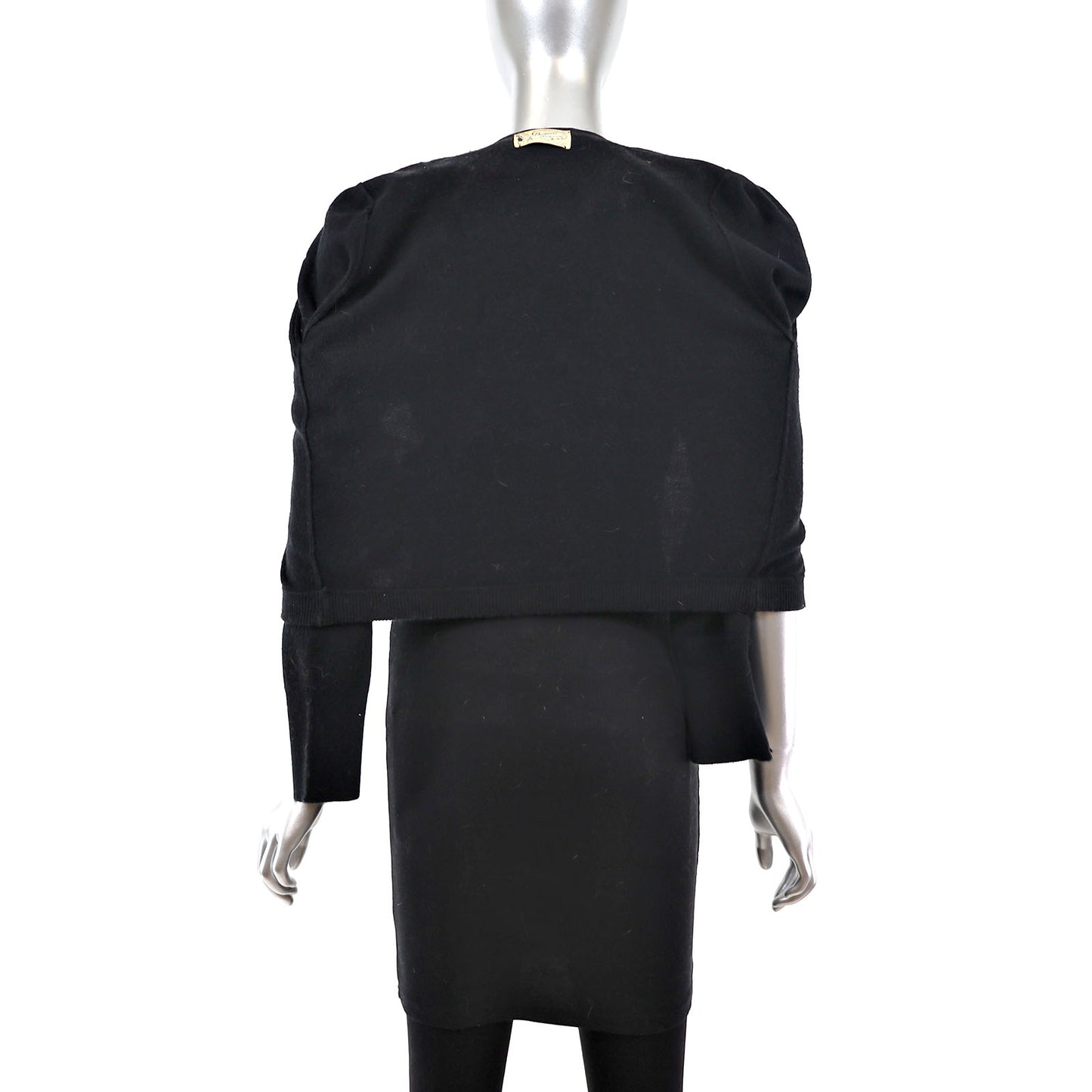 Black Sweater with Mink Collar- Size XS