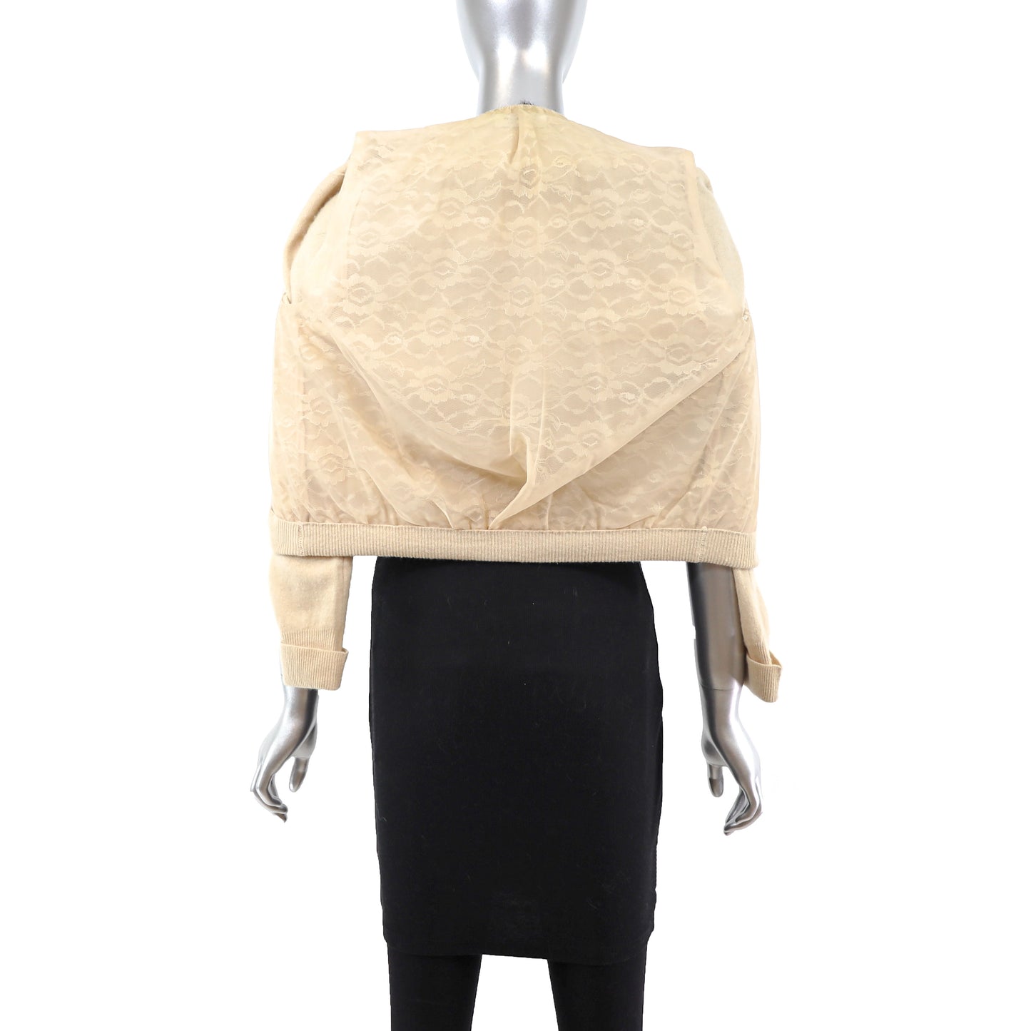 Beige Sweater with Mink Collar- Size XS