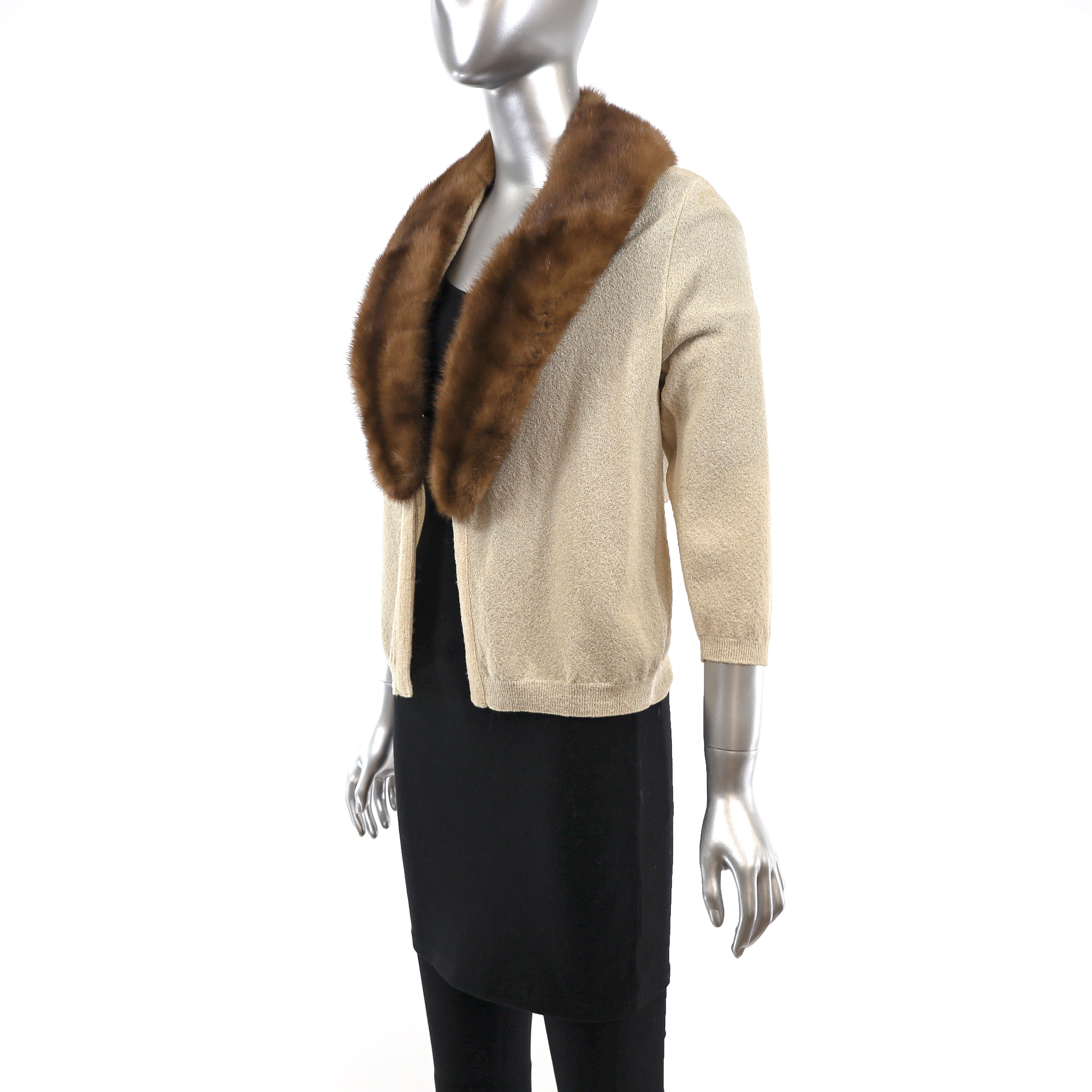 Vintage Sweater Cashmere Sweater Mink Fur Collar 1950s 