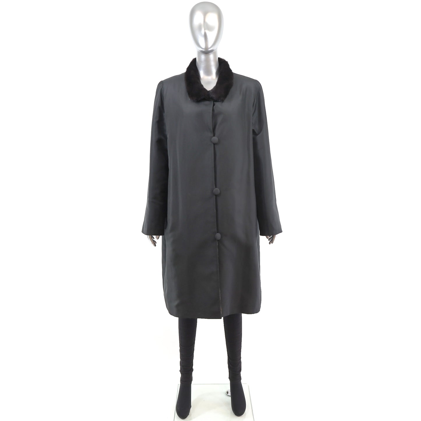 Taffeta Coat with Mink Lining- Size L