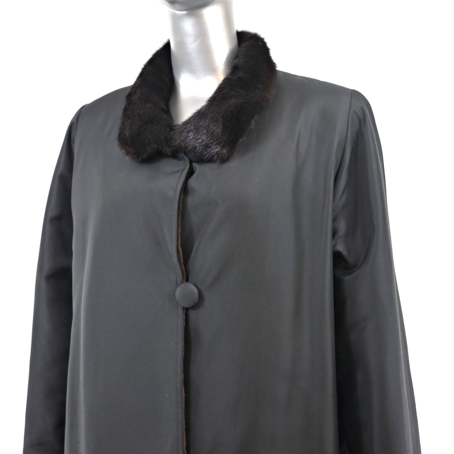 Taffeta Coat with Mink Lining- Size L