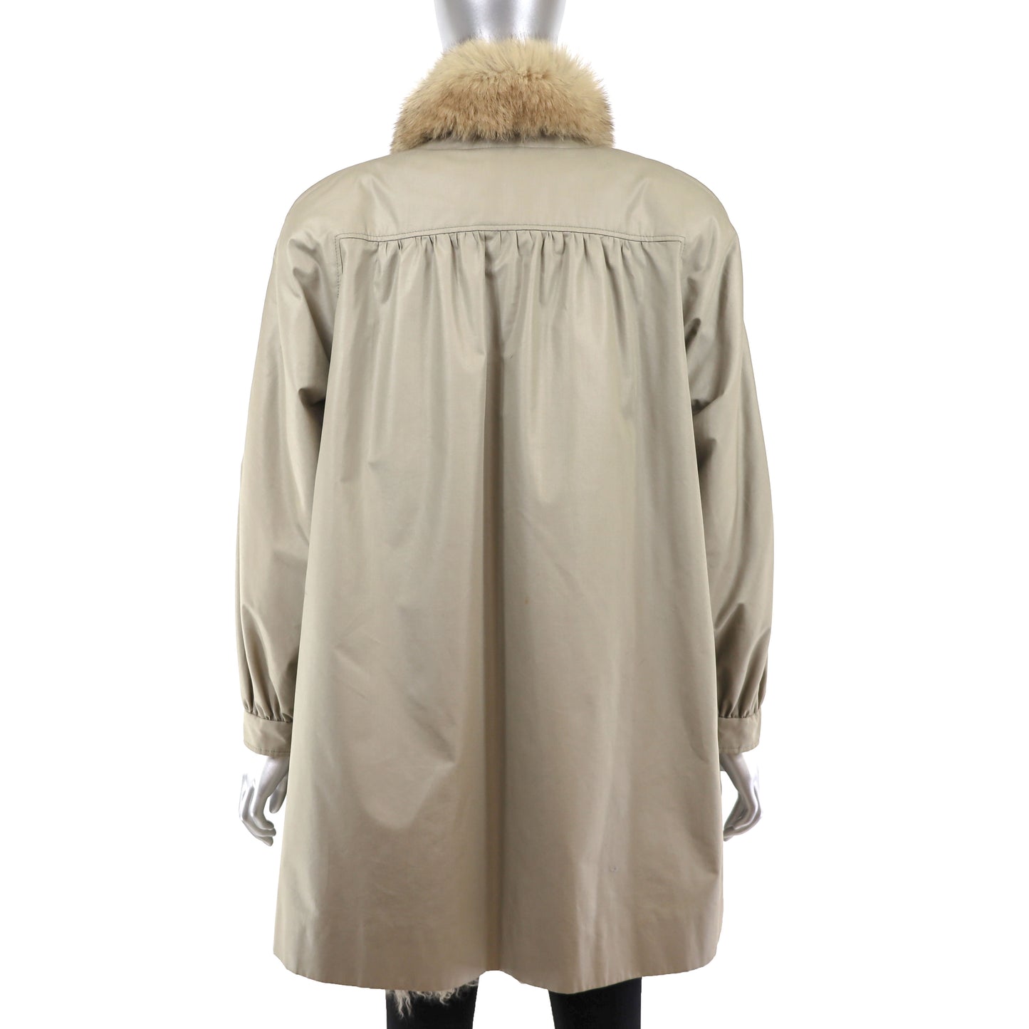 Taffeta Coat with Fox Tuxedo and Removable Lamb Lining- Size M